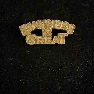 Antique Diana D “BUSINESS IS GREAT”brooch unisex w/ citrine crystals